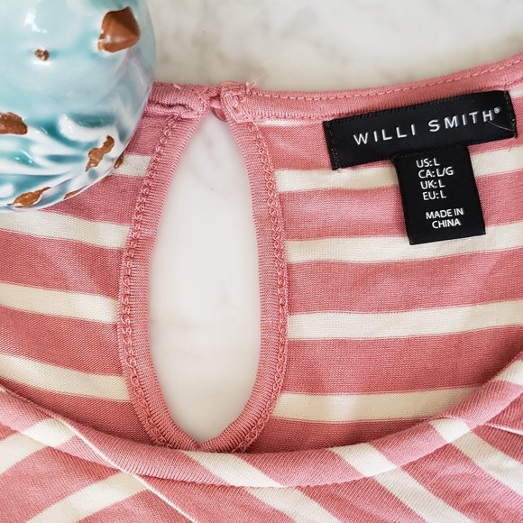 WILLI SMITH CORAL AND CREAM STRIPED TOP - LARGE - Picture 8 of 9